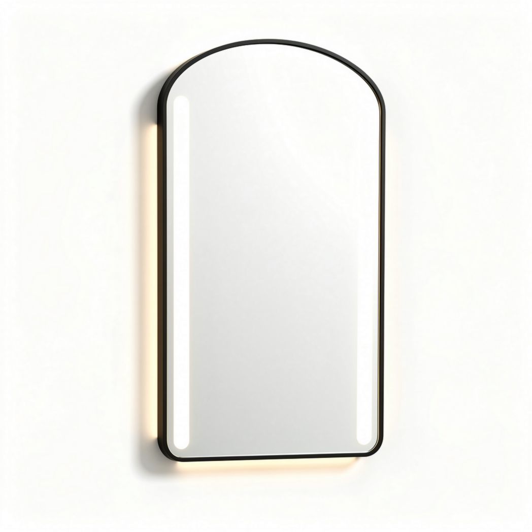 Arched led wall mirror with black frame dimensions 60 x 40 x 5cm