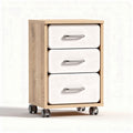 Mobile wooden nightstand with three drawers and white fronts 40 x 40 x 60cm