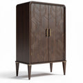 Wooden storage cabinet with geometric design and brass accents 80 x 40 x 120cm