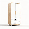 Wooden wardrobe with white doors and drawers 180 x 80 x 40cm