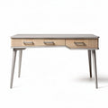 Wooden writing desk with gray finish and two drawers 120 x 60 x 75cm