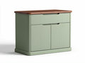 Green storage cabinet with wood top two drawers and two doors 80 x 40 x 70cm
