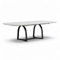Marble dining table with black metal legs 78 x 39 x 30 inches