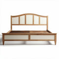 Wooden bed frame with curved headboard and slatted base for twin size mattress