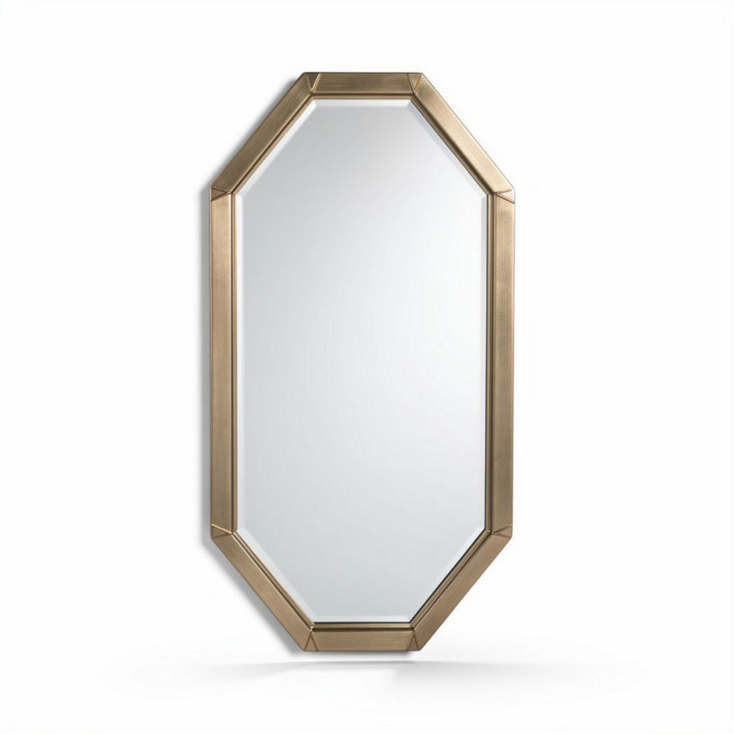Octagonal wall mirror with metal frame 90 x 60 x 5cm in gold finish