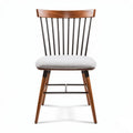 Wooden dining chair with metal legs and upholstered seat in gray 45 x 45 x 85cm